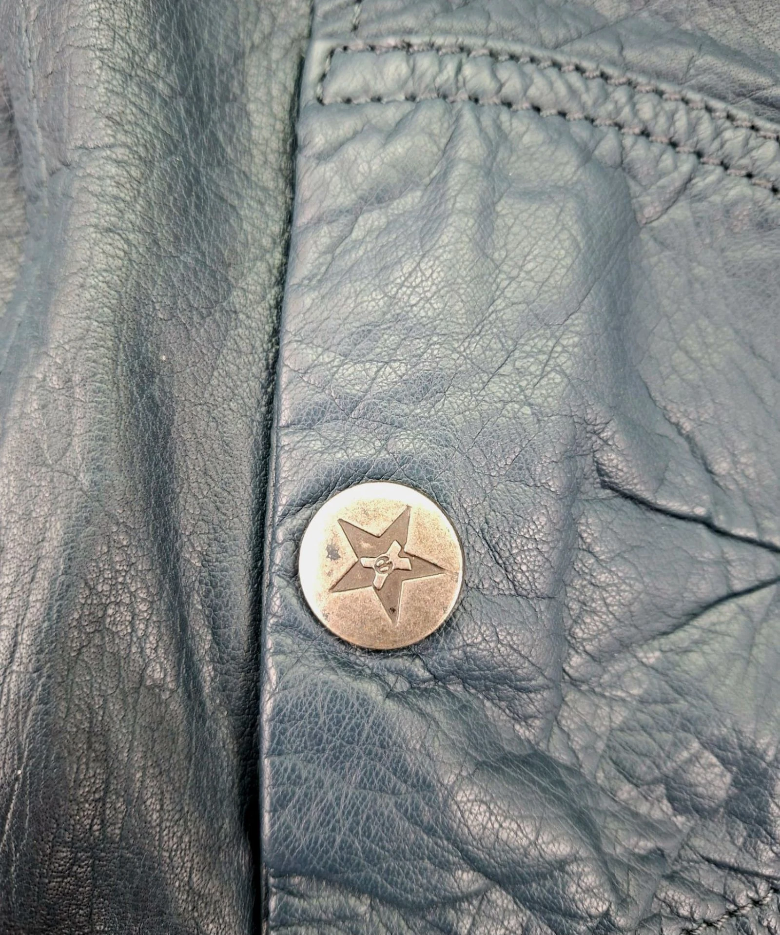 Xdye Leather Biker Jacket Vintage Y2K 2000s Teal Blue – photo 4